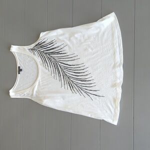 Express Women's White/Black Sequin Feather Print Tank Size X-small XS